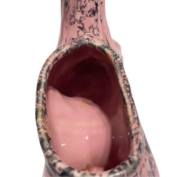 Vintage 1950s Drift Wood Style Pink & Black Ceramic Planter MCM - Picture 6 of 8